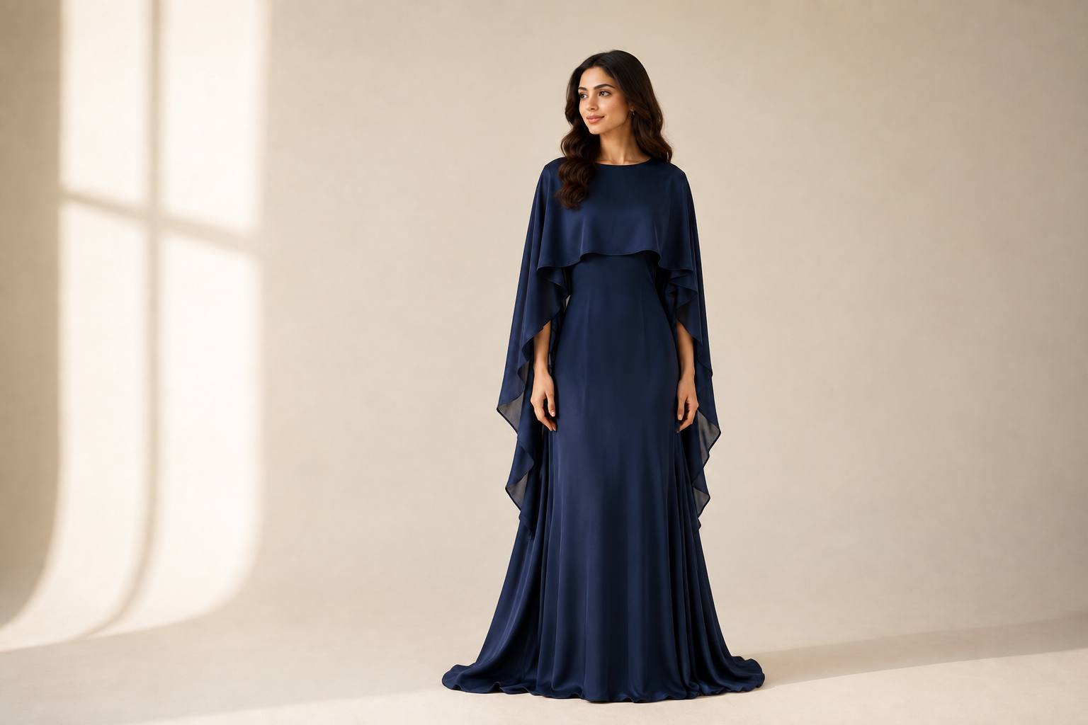 The full Midnight Cape silhouette in soft studio light